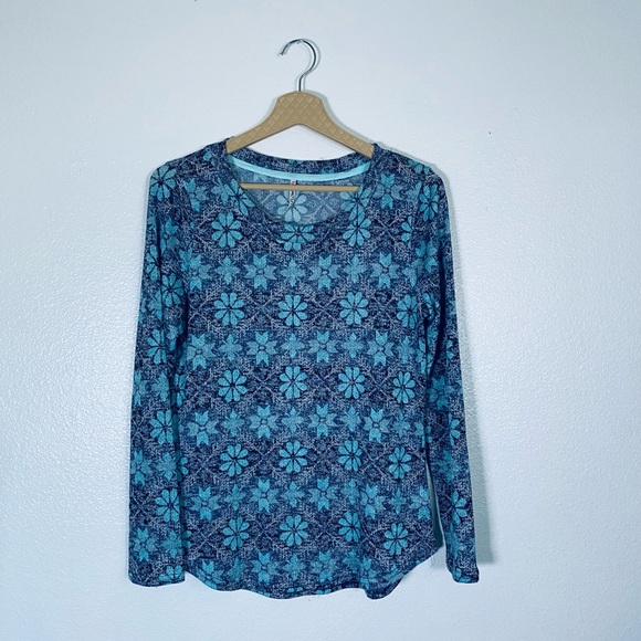 Wallflower Tops - Wallflower Blue Floral Long Sleeve Tee